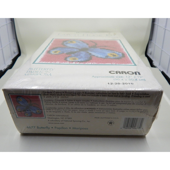 Butterfly Latch Hook Kit #4677 Caron International WonderArt 12"x12" Sealed Blue - Picture 6 of 6